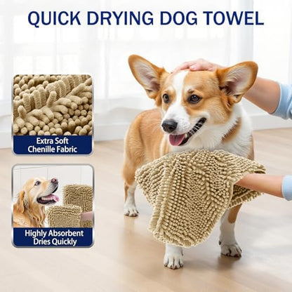 OLANLY Chenille Dog Bath Towel 31x13, Ultra Absorbent Quick Dry Pet Towel - Image 2