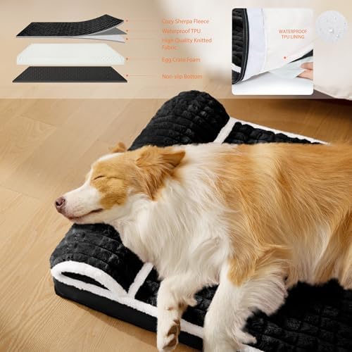 Orthopedic Medium Dog Bed Pillow Pet Sofa Bed 30''X20'' Black - Image 3