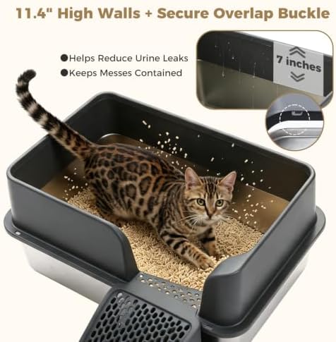 MUTTROS Stainless Steel Cat Litter Box, 69L XL High Sided - Image 2