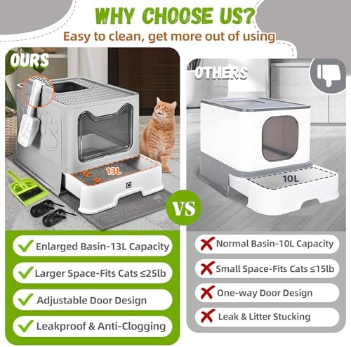Covered Cat Litter Box, Extra Large Drawer Design - Image 3