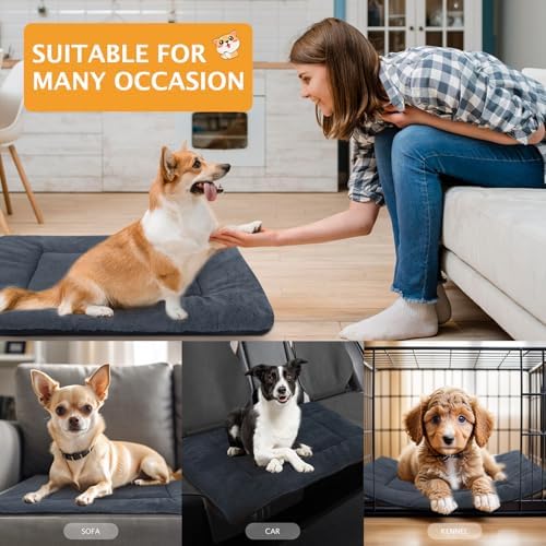 Reversible Dog Bed Mat with Plush and Corn Velvet, Soft Warm Pet Cushion - Image 2