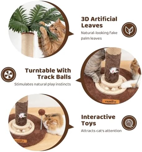【Material Upgrade】 Famifit 53.6" Palm Tree Cat Scratching Post, Tall Tree - Image 3
