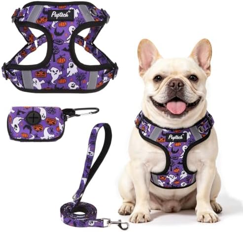 PUPTECK Halloween Dog Harness and Leash Set Small Sized, Step in No Pull by PUPTECK
