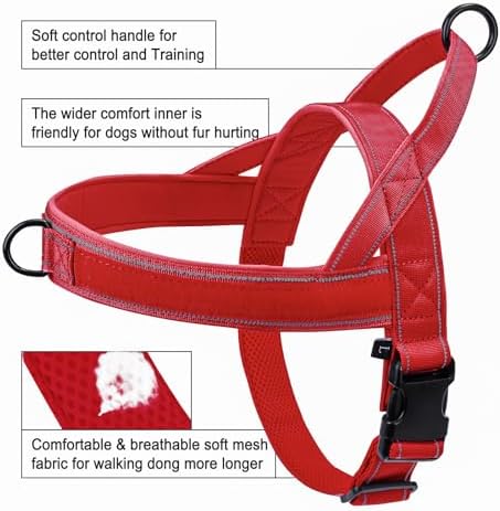Red No Pull Dog Harness for Small Medium Large Sized Dog, Reflective Escape - Image 4