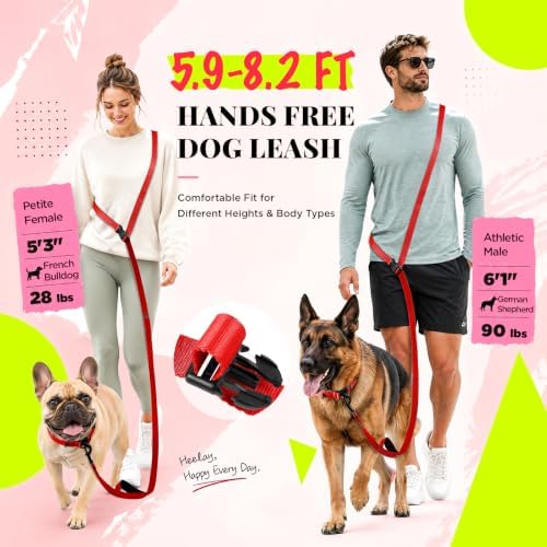 Hands Free Dog Leash, 5.9-8.2ft Multifunctional Crossbody Rope - Image 3