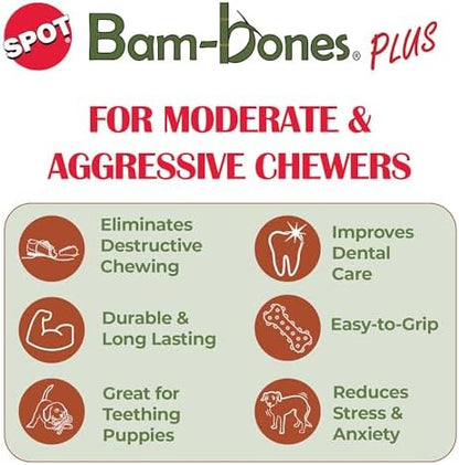 SPOT Bam-Bones Plus T-Bone Dog Chew, 60-90 lb Heavy Chewers - Image 3
