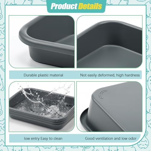 Uiifan 3Pcs Large Low Entry Cat Litter Box - Image 4
