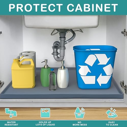 URMONA Waterproof Silicone Under Sink Mat, 22 x 14 in, Flexible Shelf Liner - Image 2