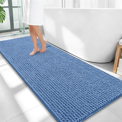 OLANLY Thick Chenille Bathroom Runner Rugs Mats 59x24, Cornflower Blue by OLANLY
