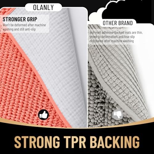 OLANLY Thick Chenille Bathroom Runner Rugs 44x24, Absorbent Bath Mat - Image 5