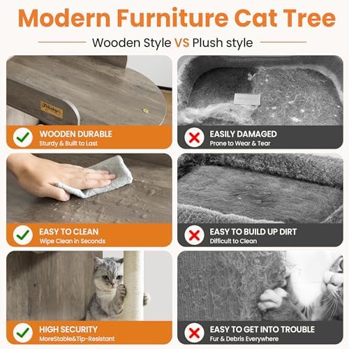 44.8in Modern Wood Cat Tree Tower - Image 6