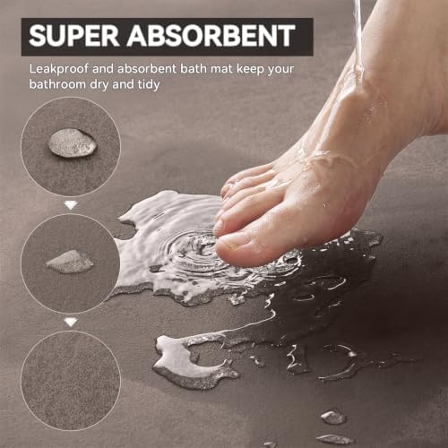 MontVoo -Bath Mat Rug-Rubber Backing Non Slip Quick Dry Absorbent Thin Bathroom - Image 2