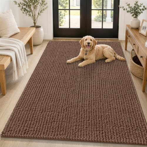 Smiry Dog Door Mat for Muddy Paws 59x35, Ultra Absorbent Chenille Doormat by Smiry