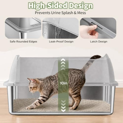 Gimars 2 Pack XL Stainless Steel Cat Litter Box - Image 3