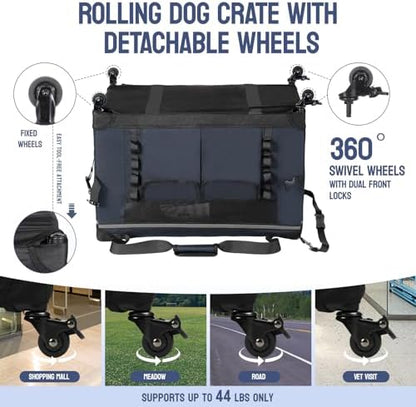 PEGIC 30" Collapsible Rolling Dog Crate - Image 4