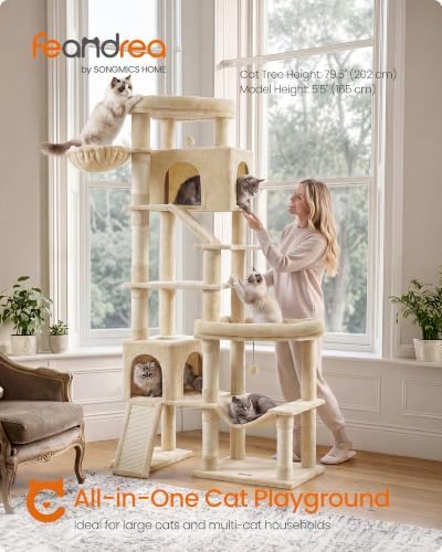Feandrea Large Cat Tree, 79.5" Tall Sturdy Cat Tower - Image 2