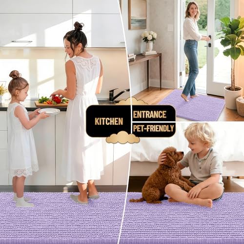 OLANLY Thick Chenille Bathroom Runner Rugs Mats 47x17 - Image 6
