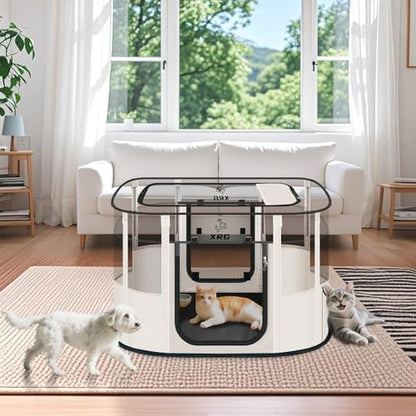 XRG Foldable Dog Playpen with Pad, Indoor Cat Kennel M - Image 2