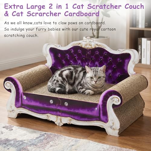 Luxury Cardboard Cat Scratcher Sofa Bed, Couch Shaped Cat Scratching Board - Image 7
