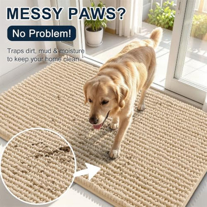 Smiry Dog Door Mat for Muddy Paws 48x30, Ultra Absorbent Chenille Doormat - Image 5