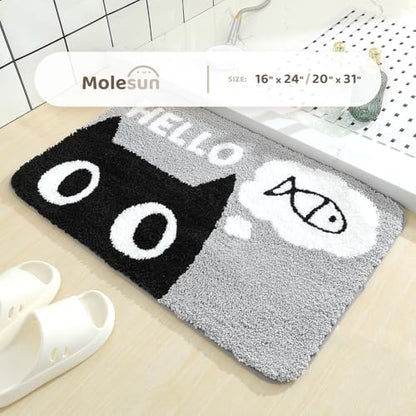 Molesun Cat Bath Mat 20x31, Soft Absorbent Microfiber Bath Rugs - Image 3