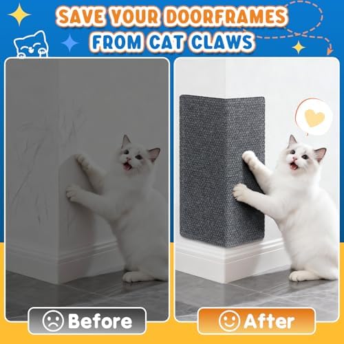 Wall Cat Scratcher for Indoor Cats, Corner Furniture Protector Grey - Image 6