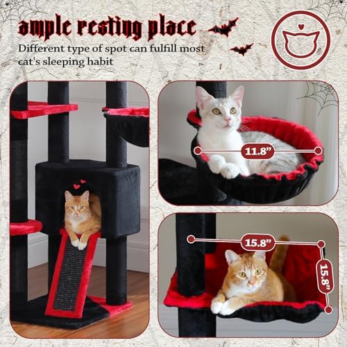 PEQULTI Floor to Ceiling Cat Tree Tower, Height Adjustable 230-252cm - Image 4