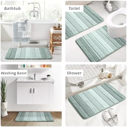 Kmson 3 Pcs Ombre Chenille Bathroom Rugs Set, Non-Slip Ultra Soft Washable - Image 7