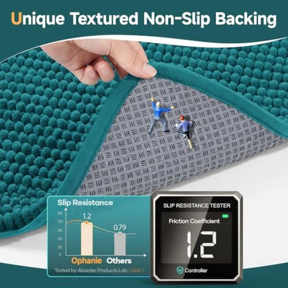 Ophanie Teal Bathroom Rugs Sets 3 Piece, Soft Chenille Bath Mat, Non Slip - Image 3