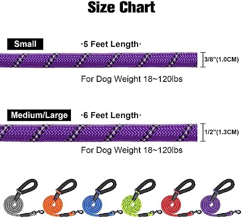 BEAUTYZOO Dog Leash for Large Dogs, 5FT Heavy Duty Rope Leash Bulk, 6 Pack - Image 2
