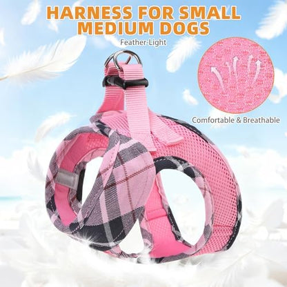 KOOLTAIL Small Dog Harness and Leash Set, Cute Pink Girl Puppy Harness - Image 3