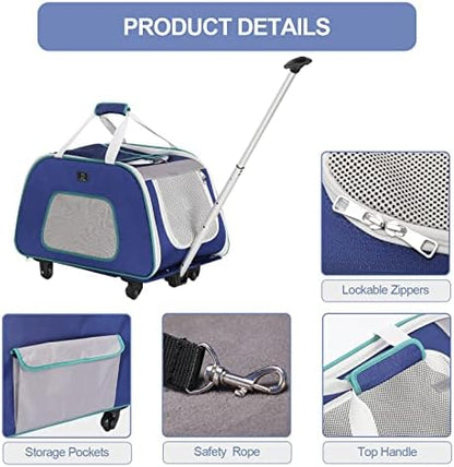 A 4 Pet Foldable Dog Carrier on Wheels - Image 4