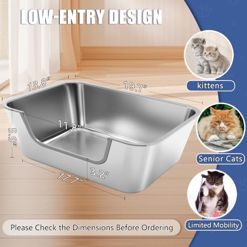 2 Pack Stainless Steel Cat Litter Box - Image 2