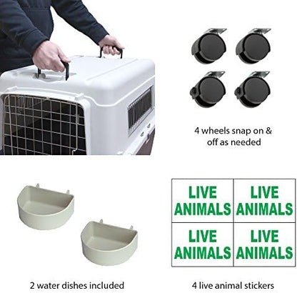 SportPet Designs Plastic Kennels Rolling Plastic Wire Door Travel Dog Crate- - Image 4