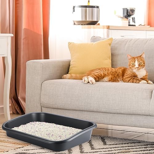 Uiifan 3Pcs Large Low Entry Cat Litter Box, Dark Gray - Image 6