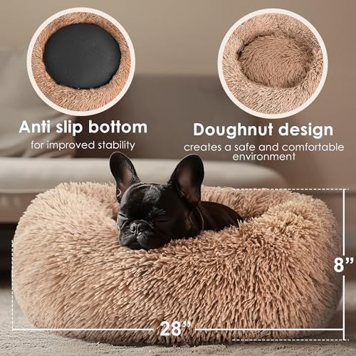 28in Large Dog Bed, Calming Donut Bed - Image 3