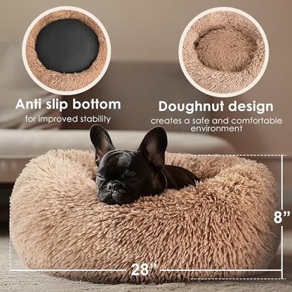 28in Large Dog Bed, Calming Donut Bed - Image 3