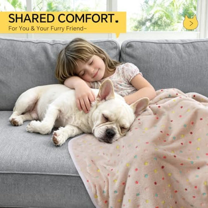 1 Pack 3 Blankets Super Soft Cute Dot Pattern Pet Blanket Flannel Throw - Image 5