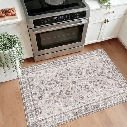 Small 2x3 Washable Rug Soft Low Pile Non Slip Throw Door Mat Beige - Image 4