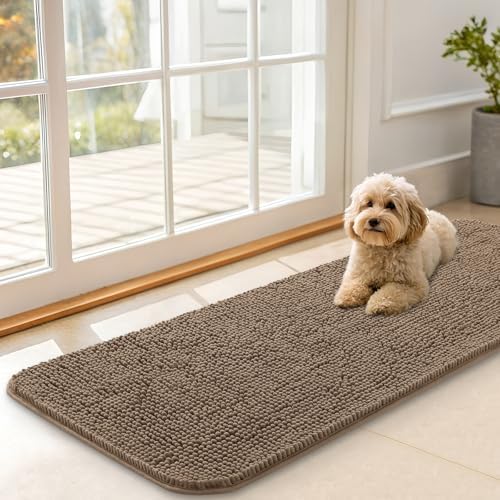 OLANLY Dog Door Mat for Muddy Paws 47x17, Super Absorbent Chenille Mud Mat by OLANLY