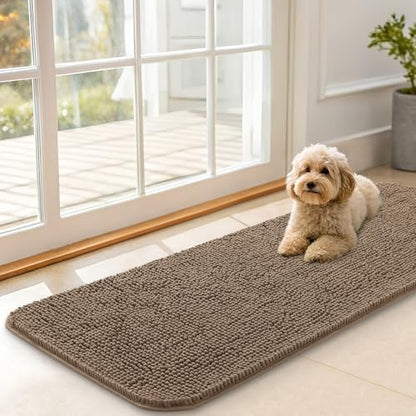 OLANLY Dog Door Mat for Muddy Paws 47x17, Super Absorbent Chenille Mud Mat by OLANLY