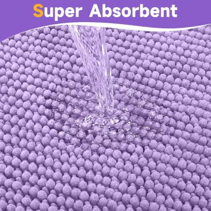 Ophanie Purple Bathroom Rugs 44x24, Soft Chenille Bath Mat, Non Slip Absorbent - Image 5