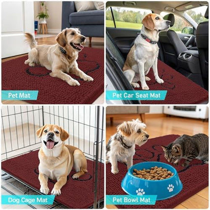 OLANLY Dog Door Mat for Muddy Paws 36x24, Paw Print Design Chenille Mud Mat - Image 7