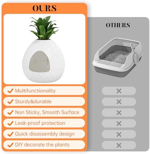 Egg-Shaped Hidden Plant Litter Box, Cat Litter Box Enclosure - Image 4