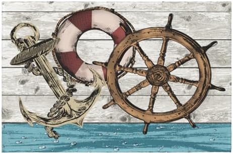 Giwawa Nautical Anchor Bath Rug Coastal Boat Bathtub Mat Extra Absorbent by Giwawa