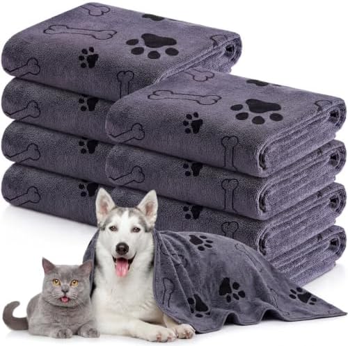 Chumia 8 Pcs Dog Towel for Drying, 40 x 24 Inch, Dog Paw and Bone by Chumia