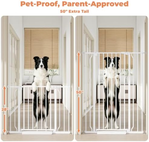 50" Extra Tall Baby Gate No Drilling, Auto Close Dog Gate - Image 2