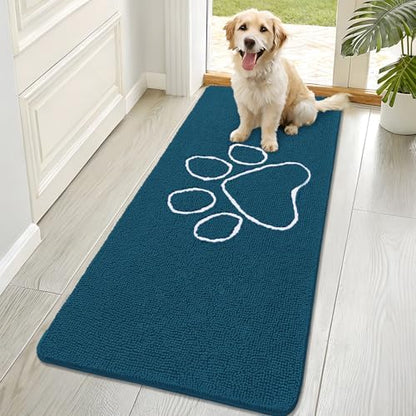 OLANLY Dog Door Mat for Muddy Paws 70x32, Paw Print Design Chenille Mud Mat by OLANLY