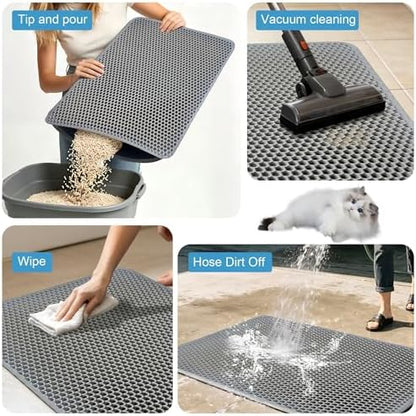 Honeycomb Cat Litter Mat, Double Layer, 23.4"x14.7" - Image 3