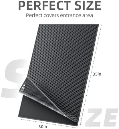 ESTHELLO Cat Litter Mat Honeycomb Double Layer Design 36’’ x 30’’ Black - Image 2